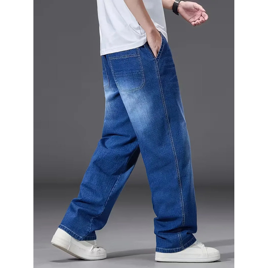Jean loose homme à taille élastique – denim souple