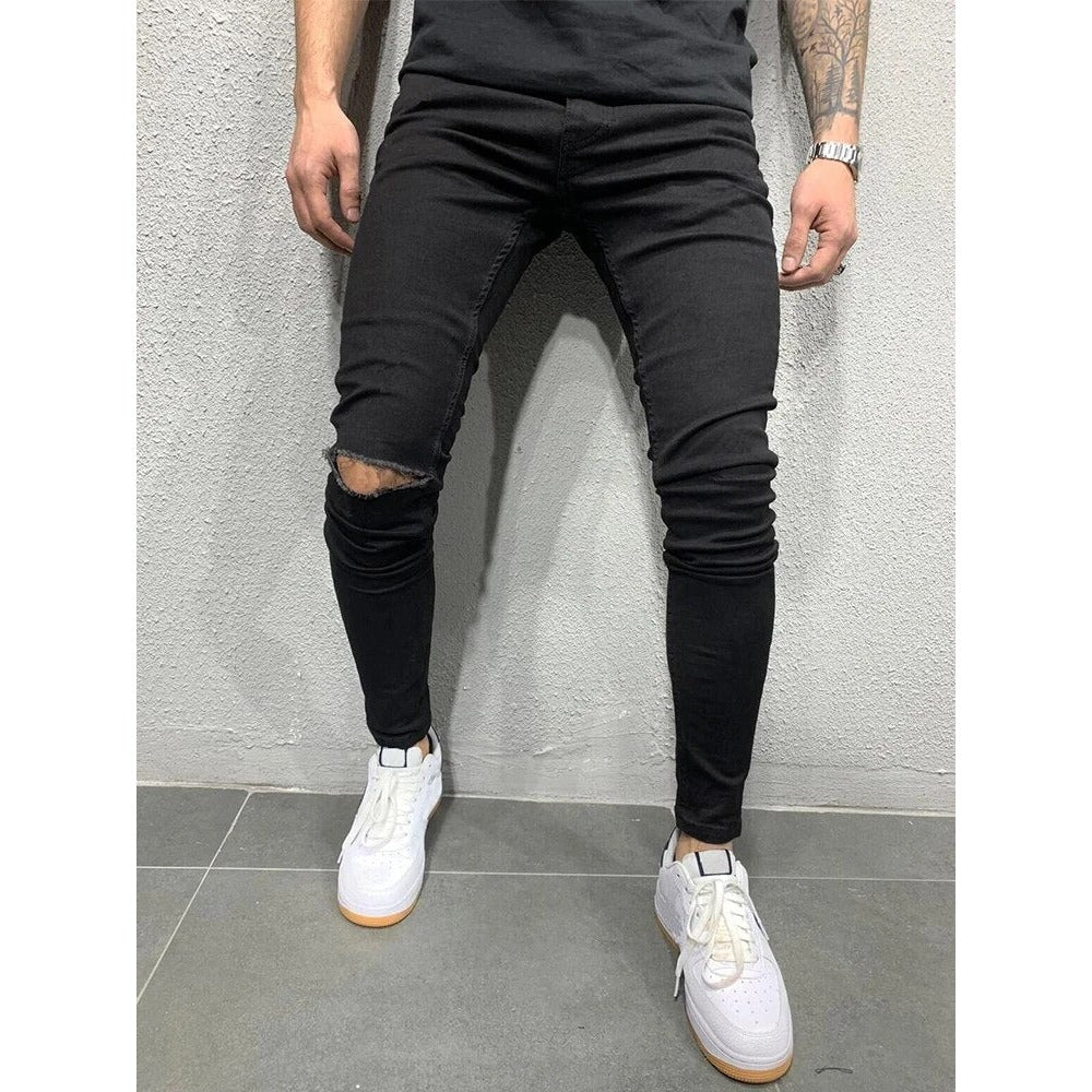 Jean skinny déchiré homme – déchirures aux genoux, look urbain