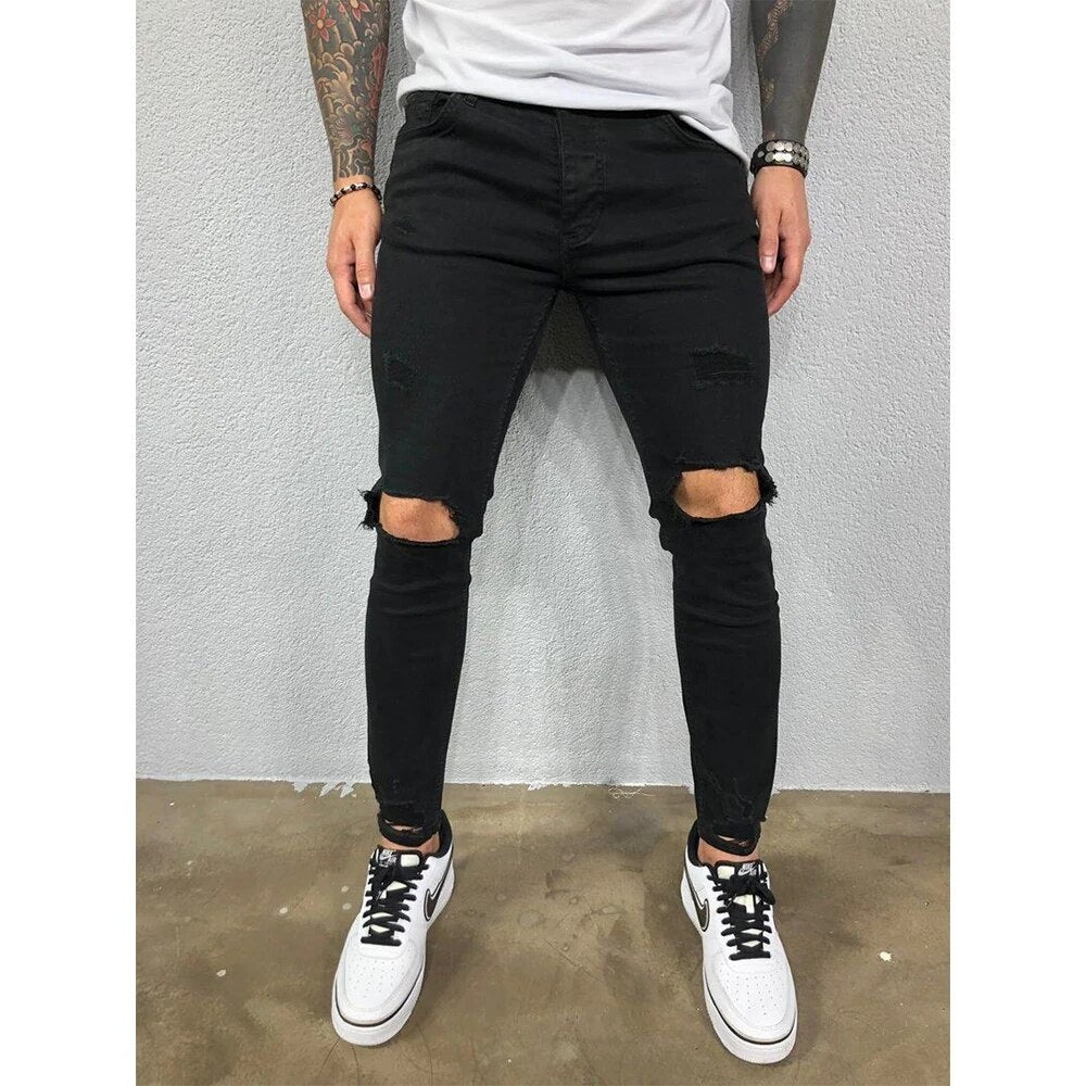 Jean skinny déchiré homme – déchirures aux genoux, look urbain