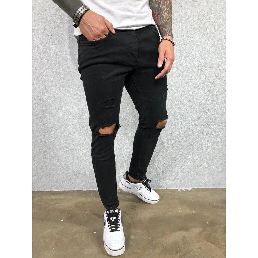 Jean skinny déchiré homme – déchirures aux genoux, look urbain