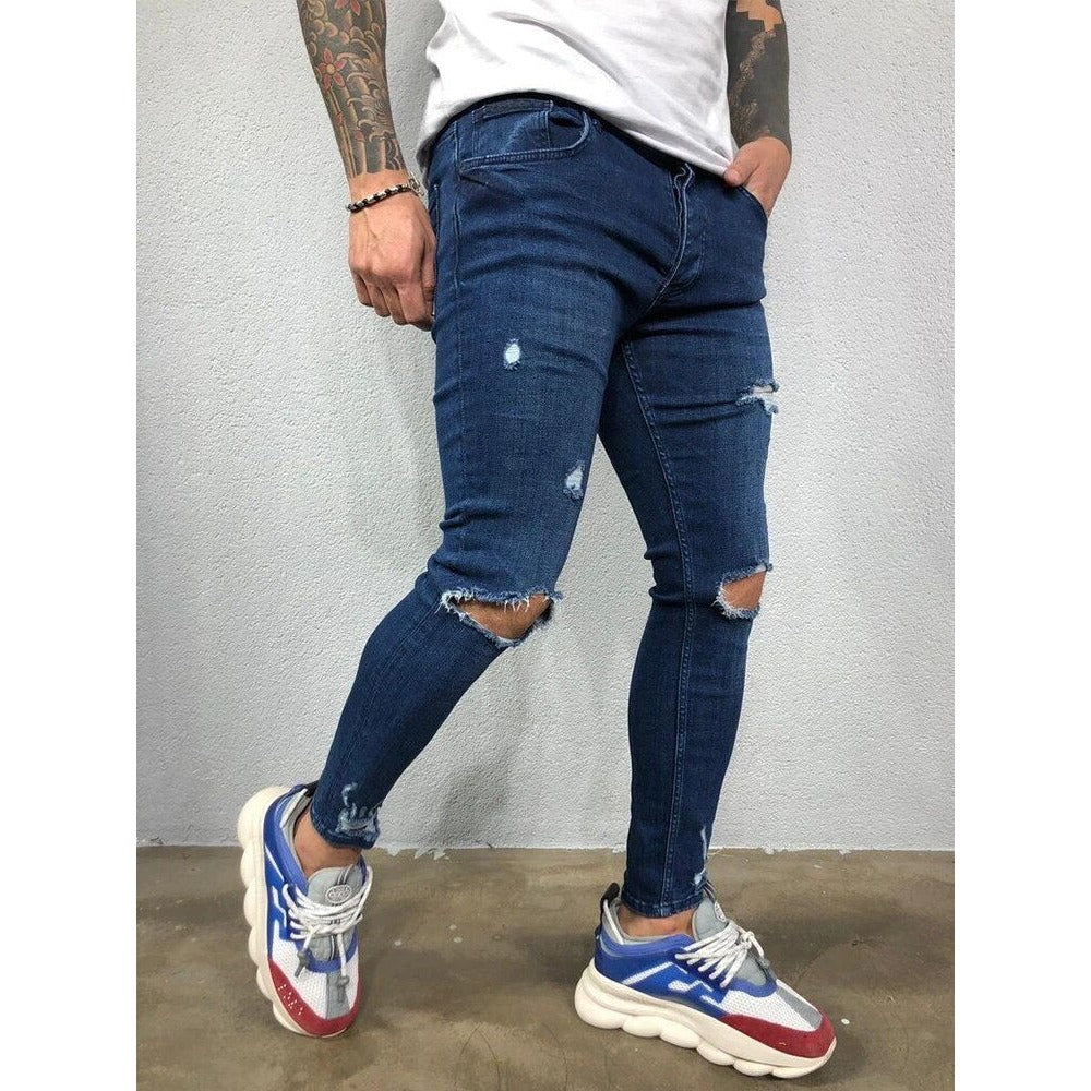 Jean skinny déchiré homme – déchirures aux genoux, look urbain