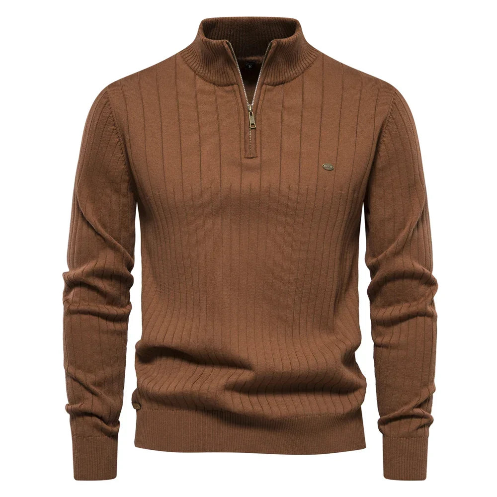 Pull Lars homme à zip et col montant – maille d'automne