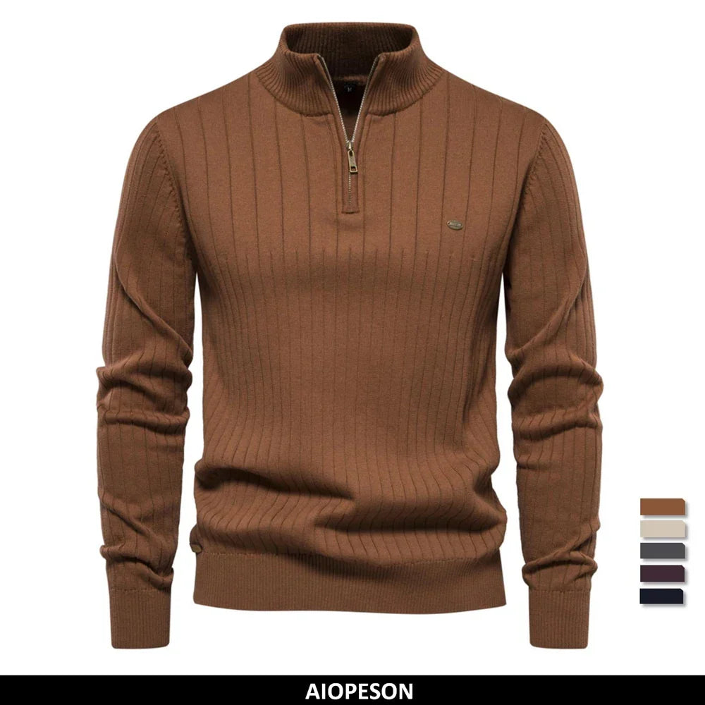 Pull Lars homme à zip et col montant – maille d'automne