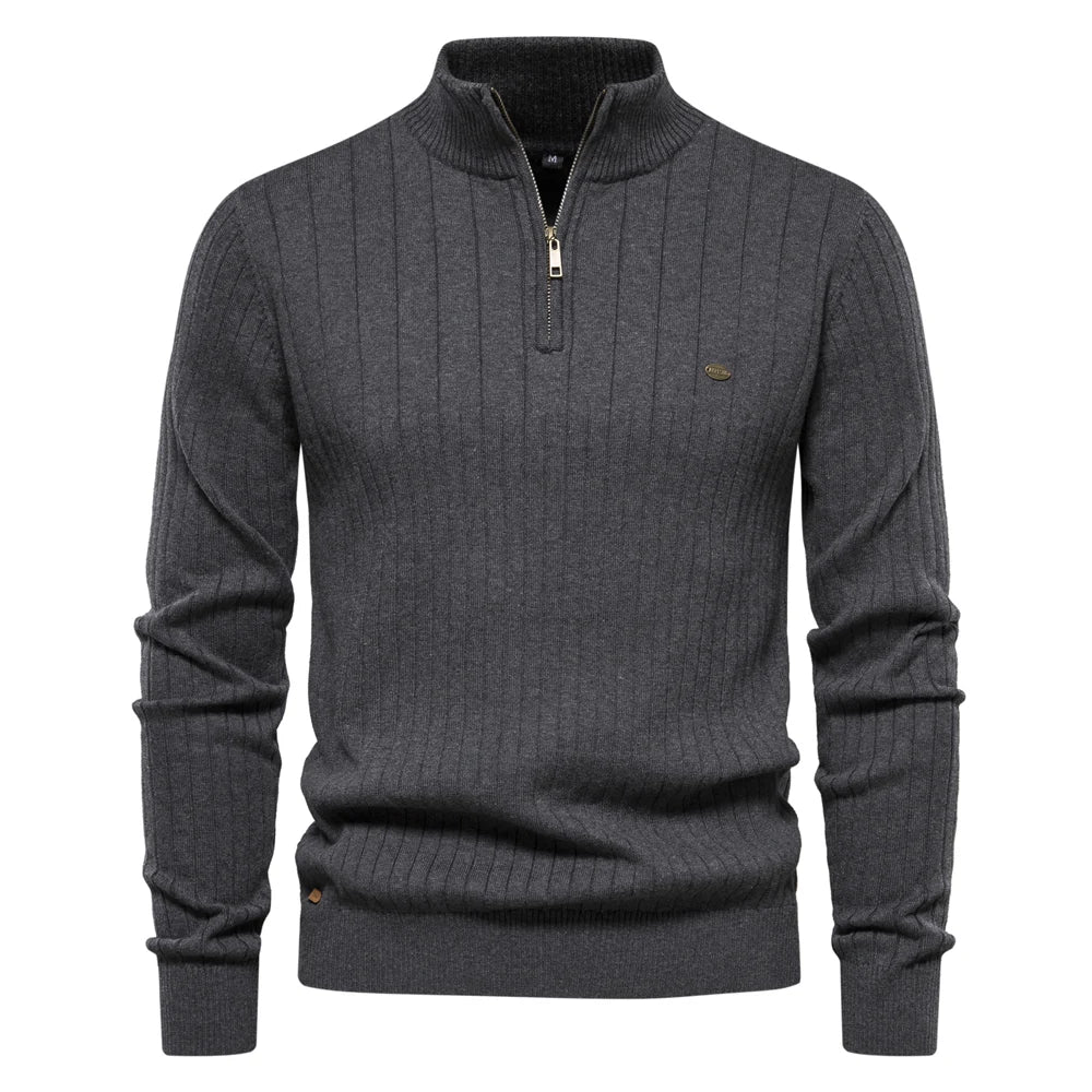 Pull Lars homme à zip et col montant – maille d'automne