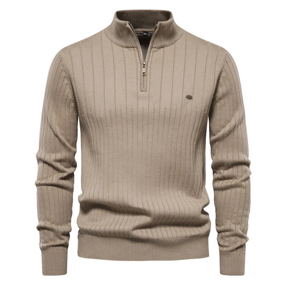 Pull Lars homme à zip et col montant – maille d'automne