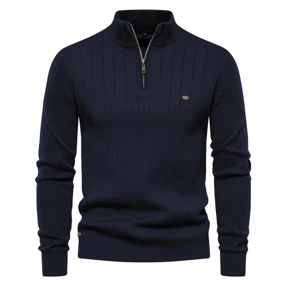 Pull Lars homme à zip et col montant – maille d'automne