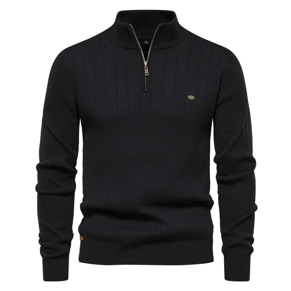 Pull Lars homme à zip et col montant – maille d'automne
