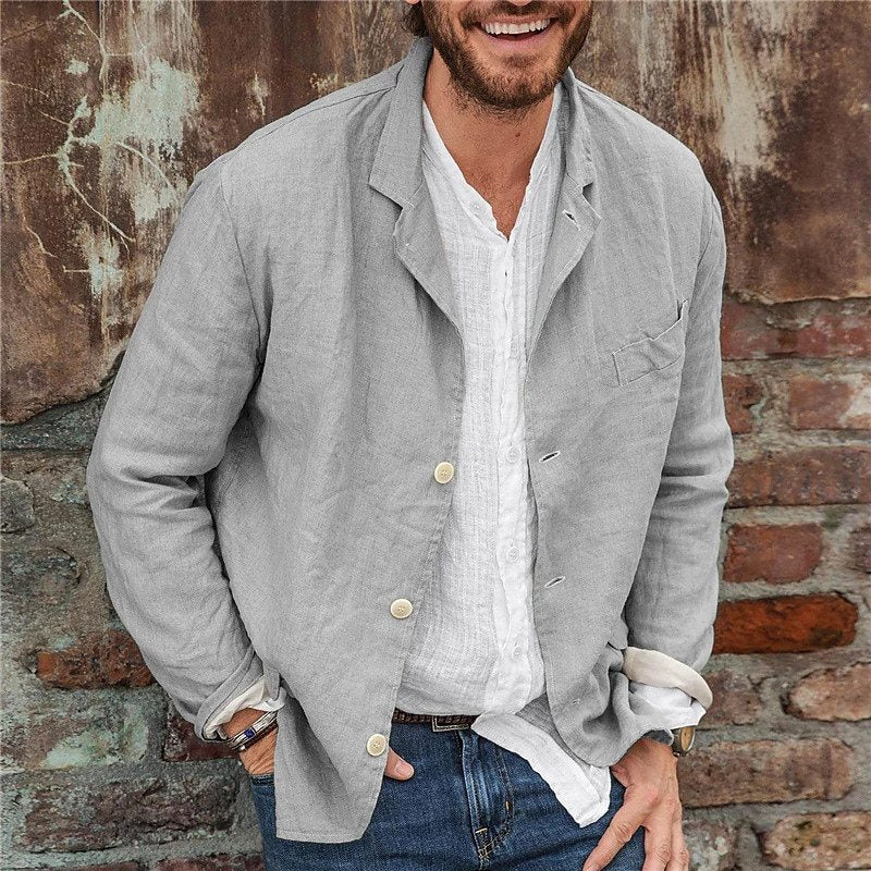 Blazer casual homme léger et texturé – revers crantés