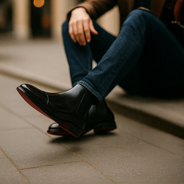 Bottines Chelsea Savile Row en cuir homme – semelle rouge