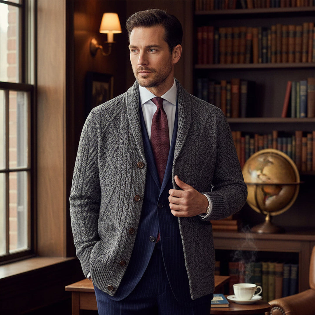 Cardigan Manchester boutonné pour homme – douceur et élégance