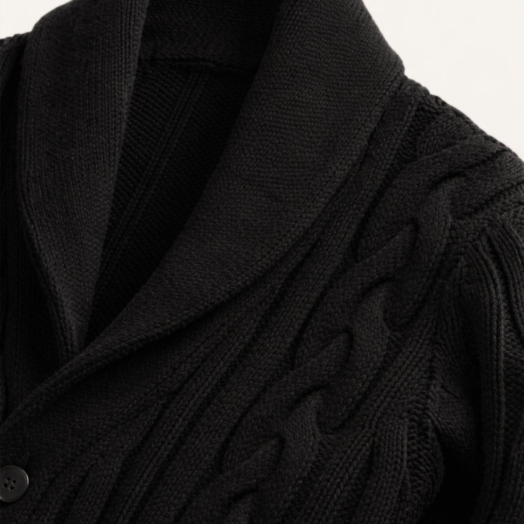 Cardigan Florence en maille torsadée à col châle – hiver homme