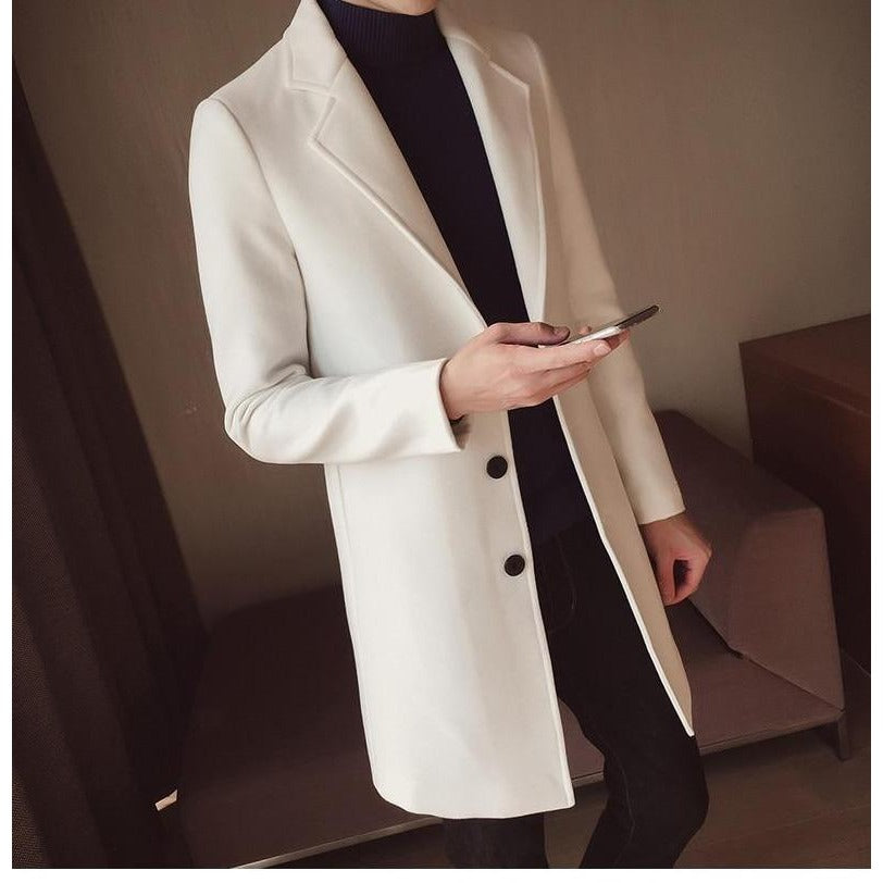 Manteau long homme en laine mélangée – coupe slim élégante