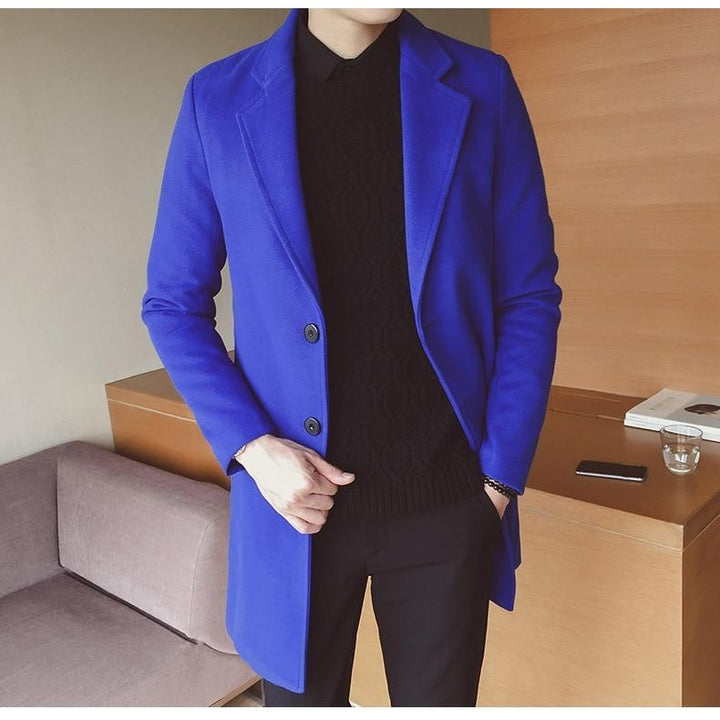 Manteau long homme en laine mélangée – coupe slim élégante
