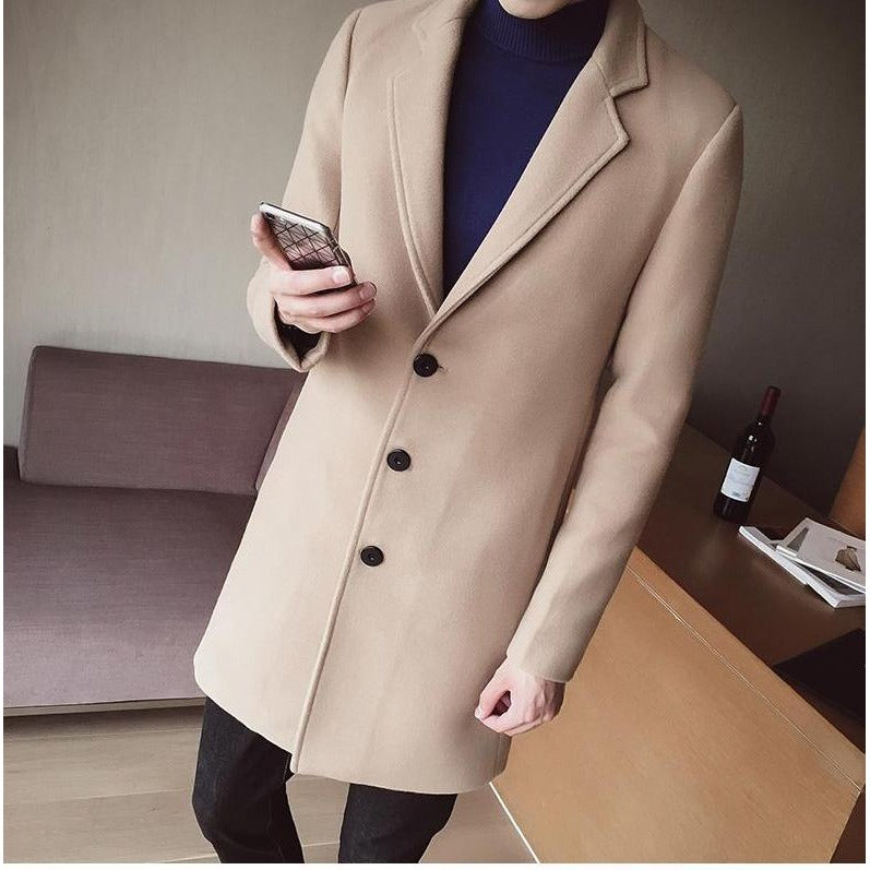 Manteau long homme en laine mélangée – coupe slim élégante