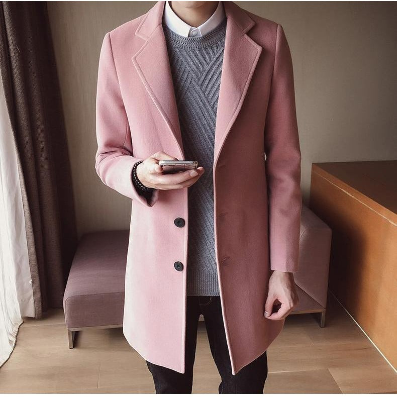 Manteau long homme en laine mélangée – coupe slim élégante