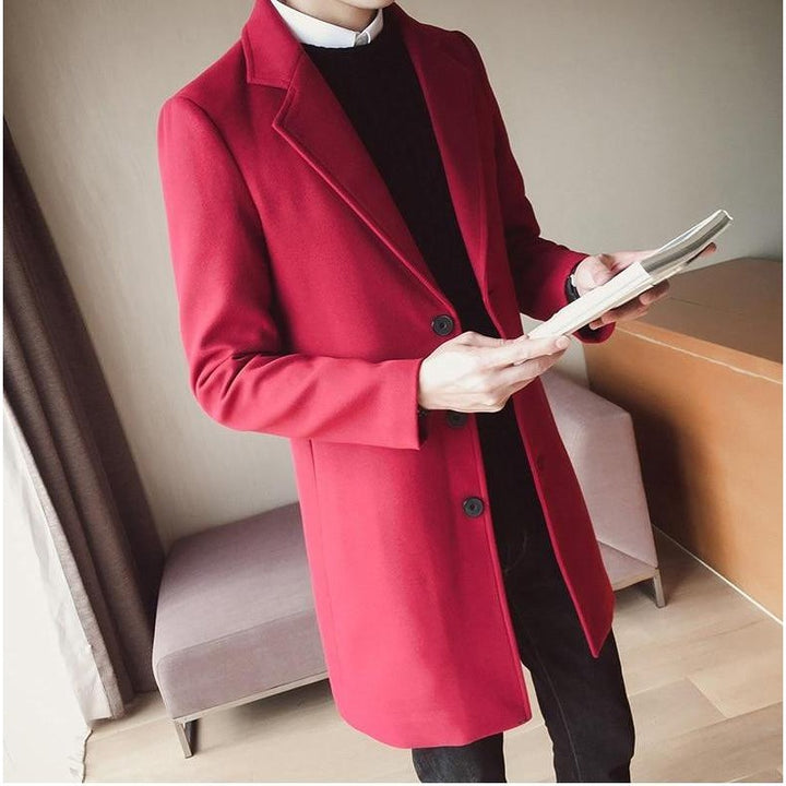 Manteau long homme en laine mélangée – coupe slim élégante