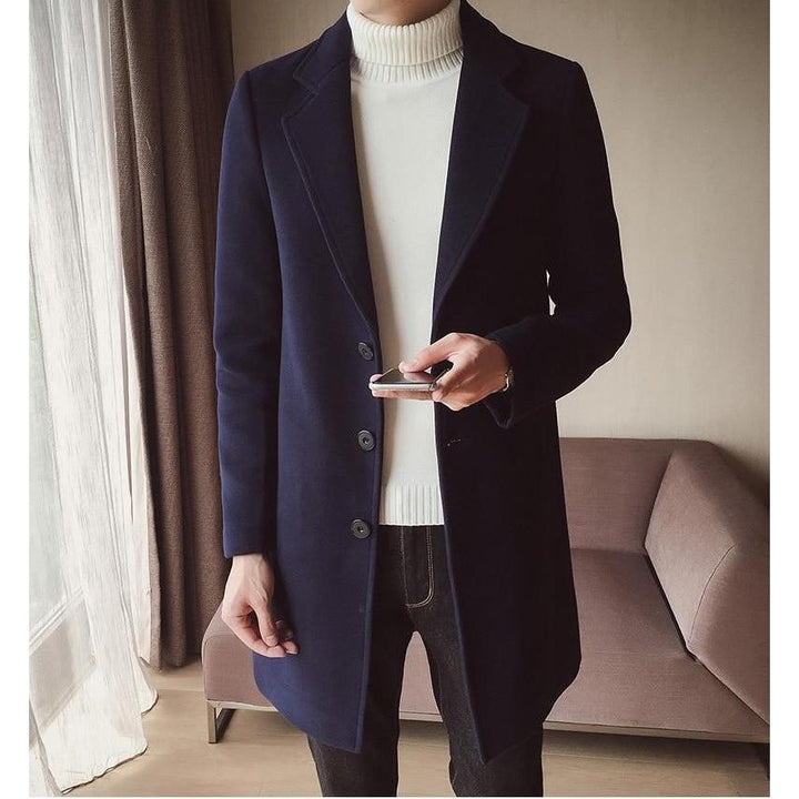 Manteau long homme en laine mélangée – coupe slim élégante