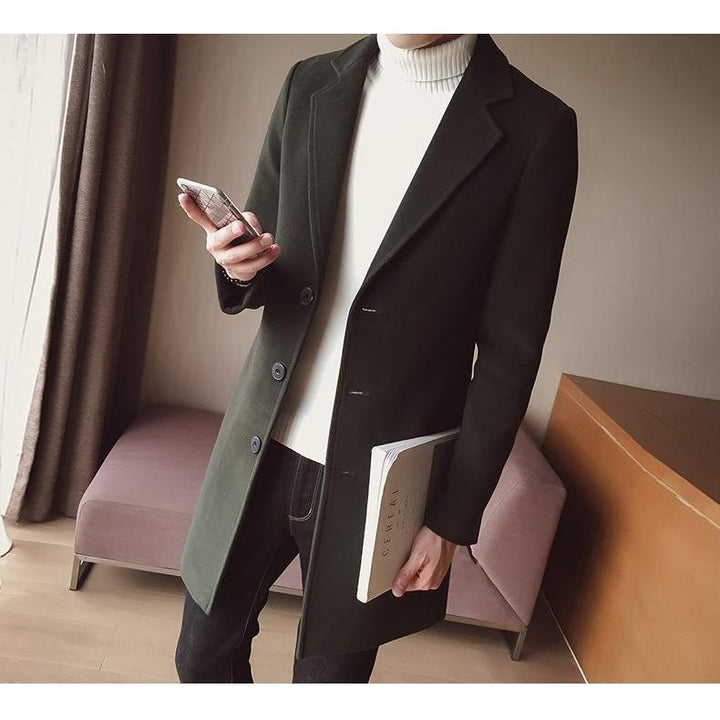 Manteau long homme en laine mélangée – coupe slim élégante