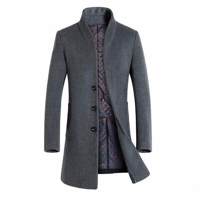 Manteau long homme en laine mélangée – élégance hivernale