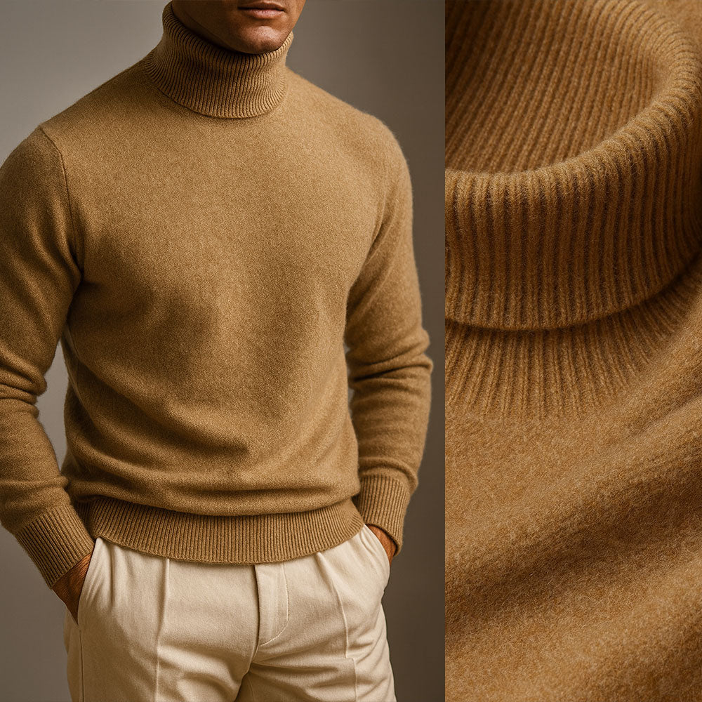 Pull homme col roulé 100 % cachemire – chaleur douce et raffinée