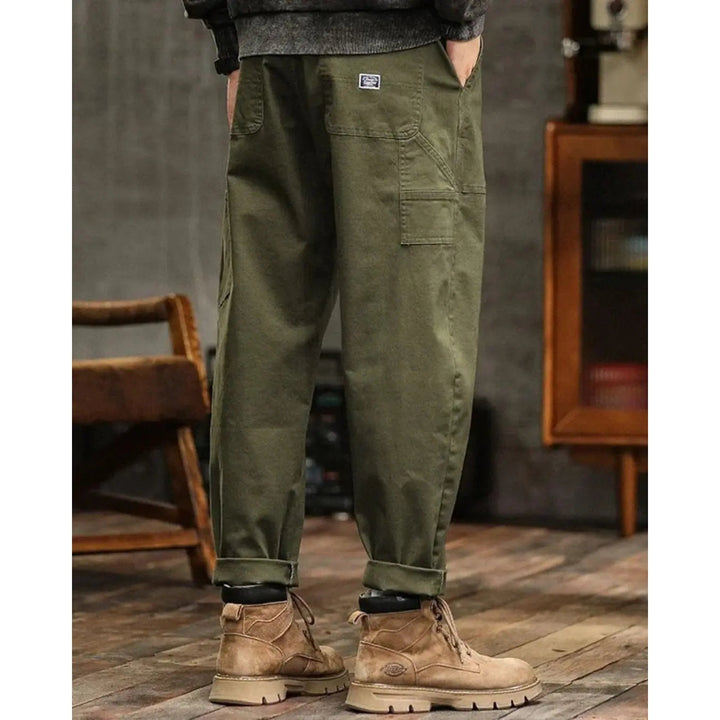 Pantalon cargo homme coupe large – poches à rabat