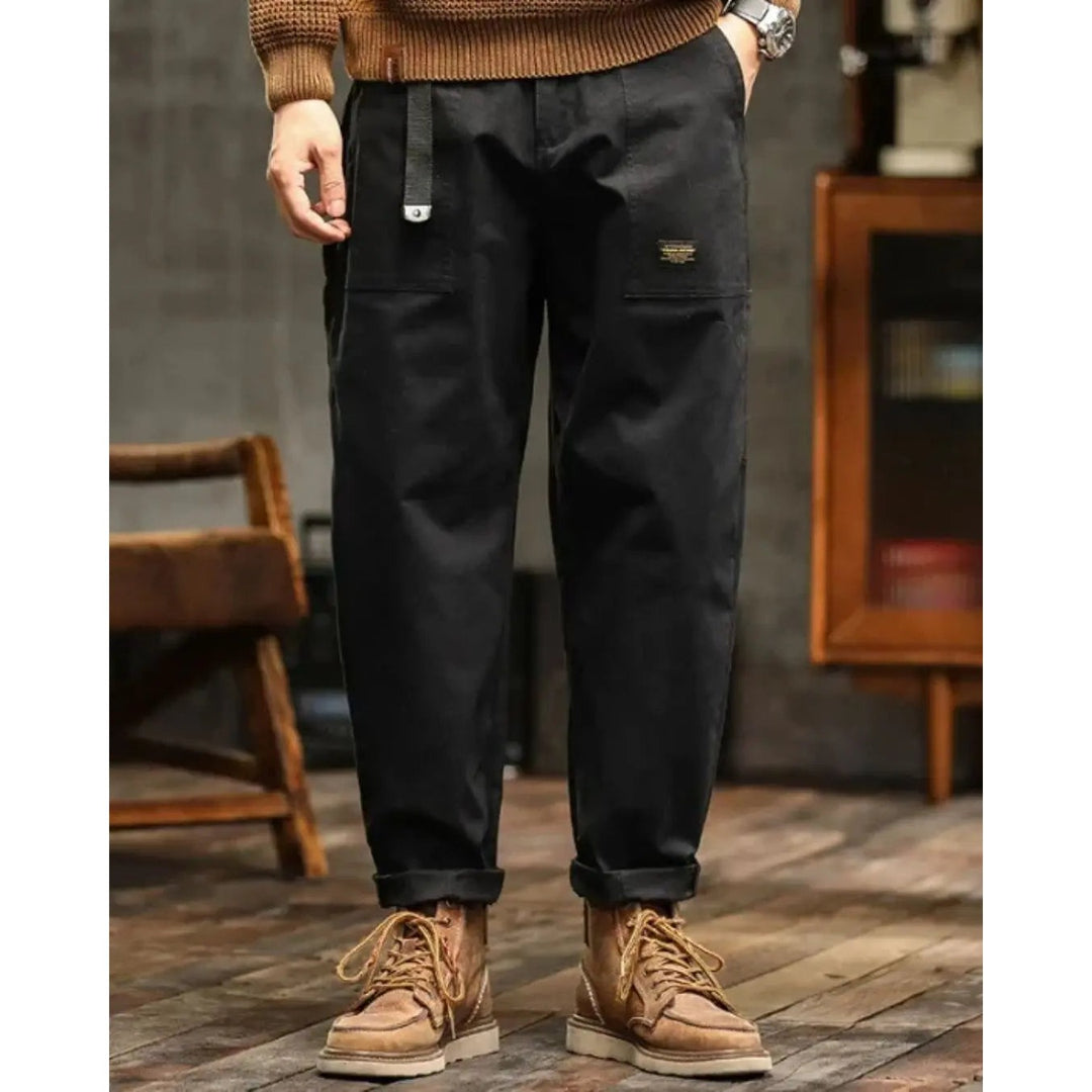 Pantalon cargo homme coupe large – poches à rabat