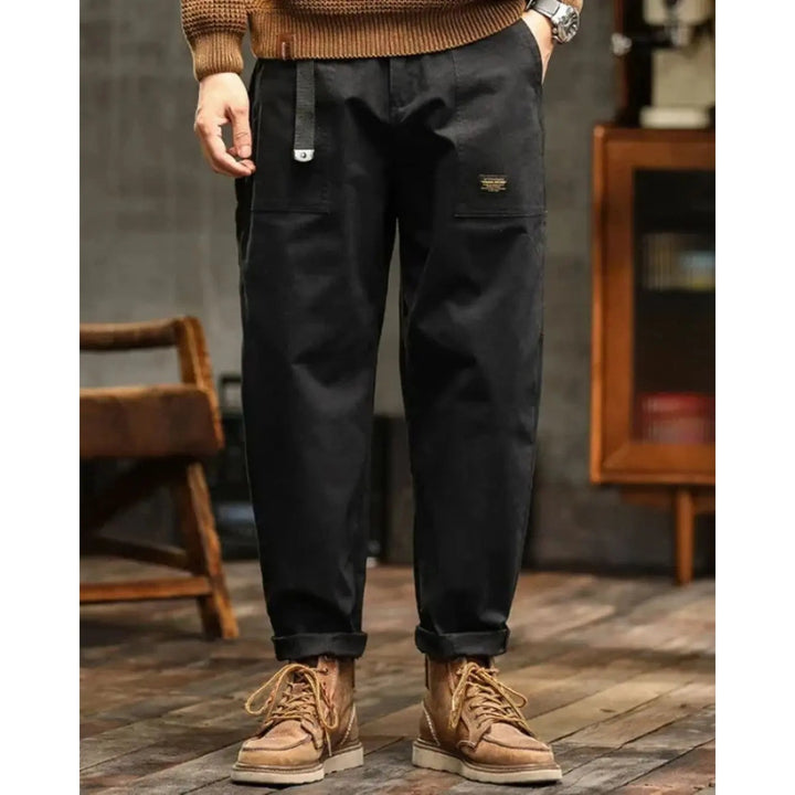 Pantalon cargo homme coupe large – poches à rabat