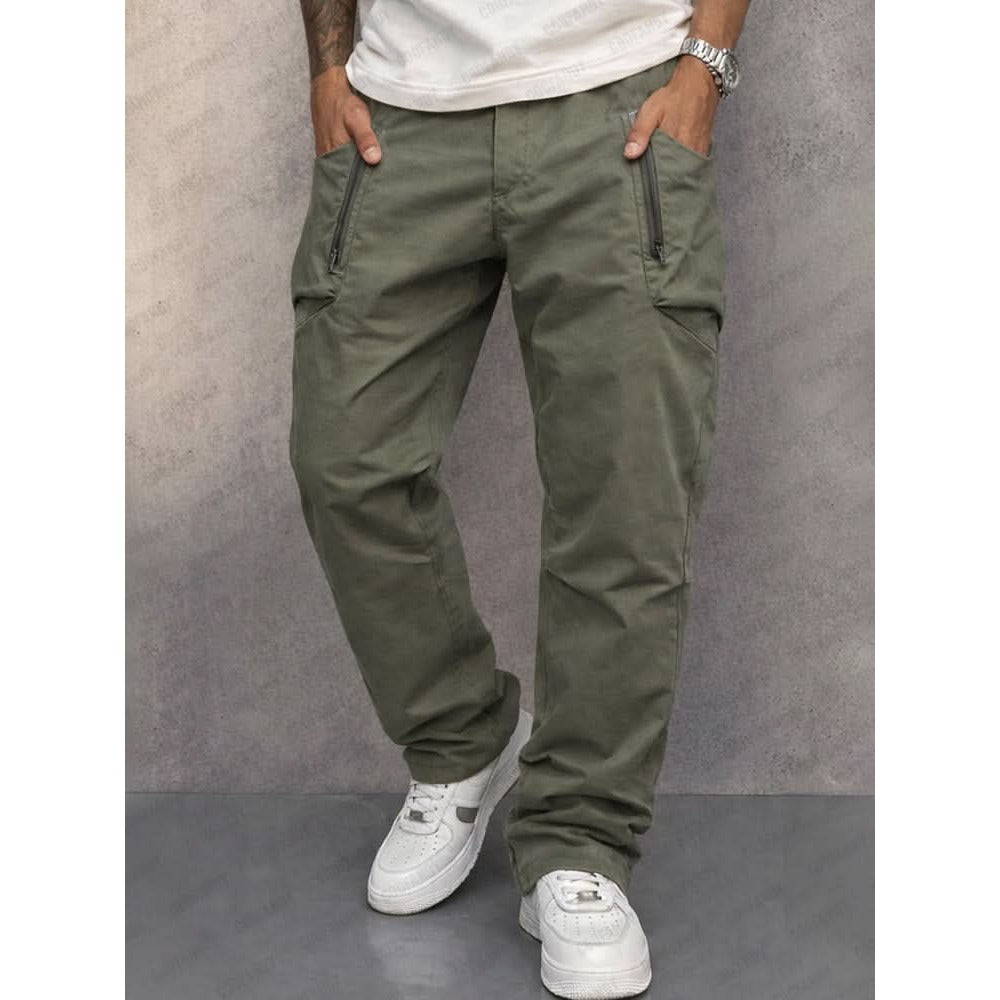 Pantalon cargo homme en coton – poches zippées sécurisées