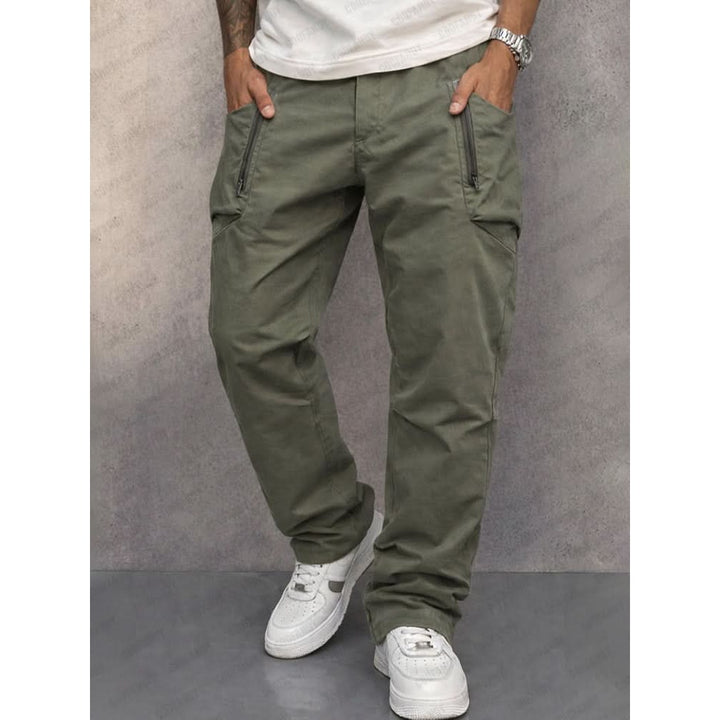 Pantalon cargo homme en coton – poches zippées sécurisées