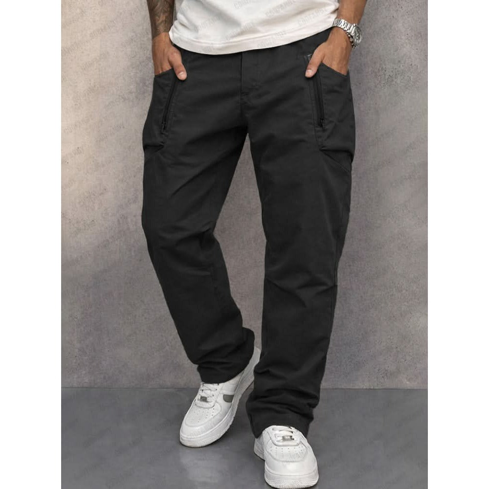 Pantalon cargo homme en coton – poches zippées sécurisées