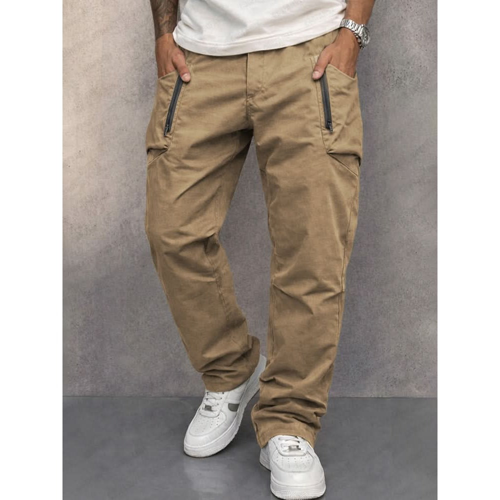 Pantalon cargo homme en coton – poches zippées sécurisées