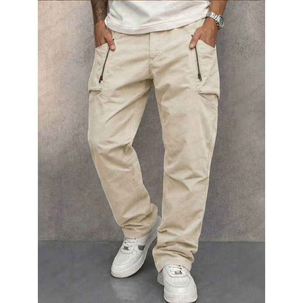Pantalon cargo homme en coton – poches zippées sécurisées