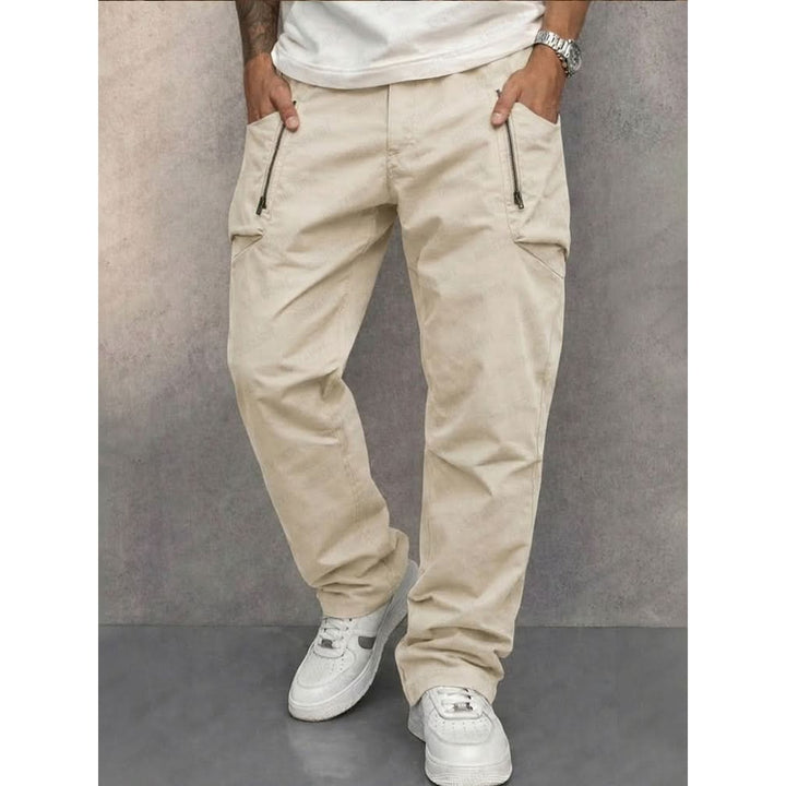 Pantalon cargo homme en coton – poches zippées sécurisées