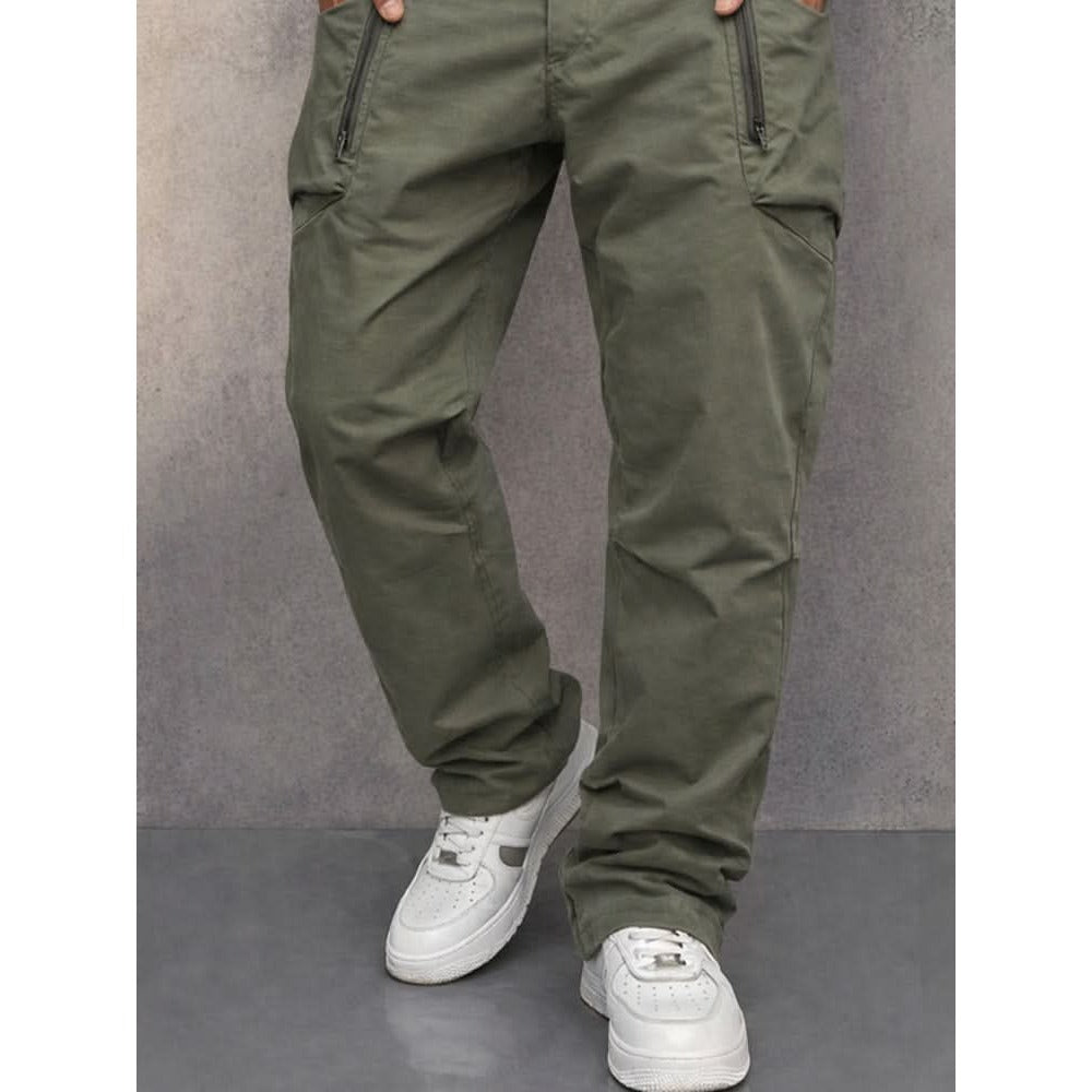 Pantalon cargo homme en coton – poches zippées sécurisées
