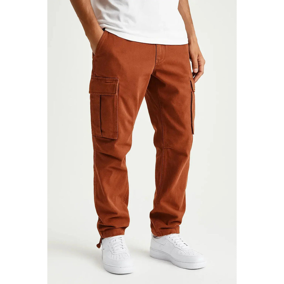 Pantalon cargo homme en pur coton – coupe ample, taille élastiquée