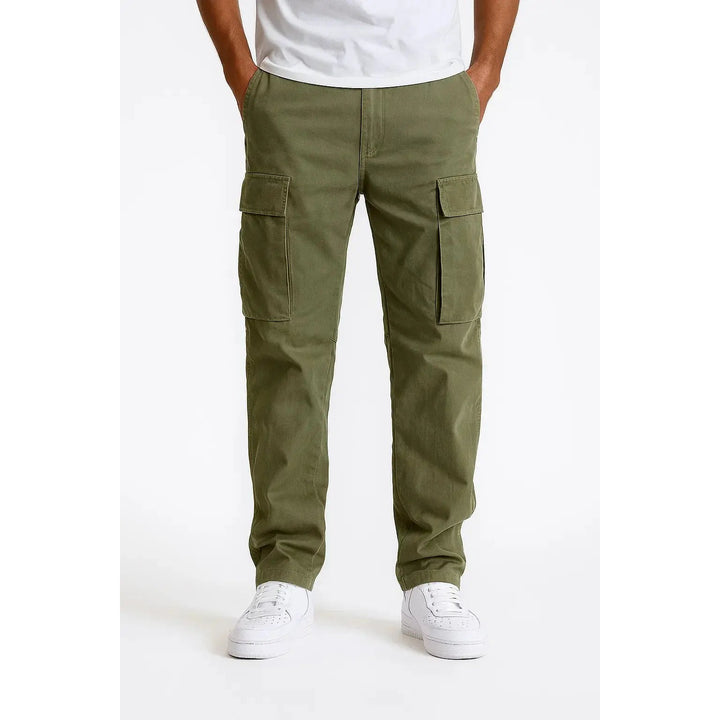 Pantalon cargo homme en pur coton – coupe ample, taille élastiquée