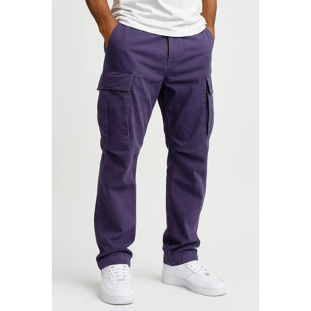 Pantalon cargo homme en pur coton – coupe ample, taille élastiquée
