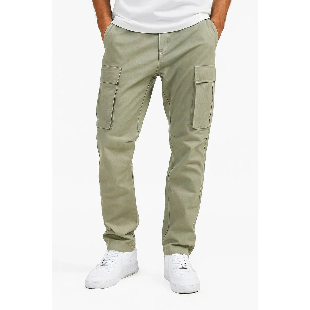 Pantalon cargo homme en pur coton – coupe ample, taille élastiquée