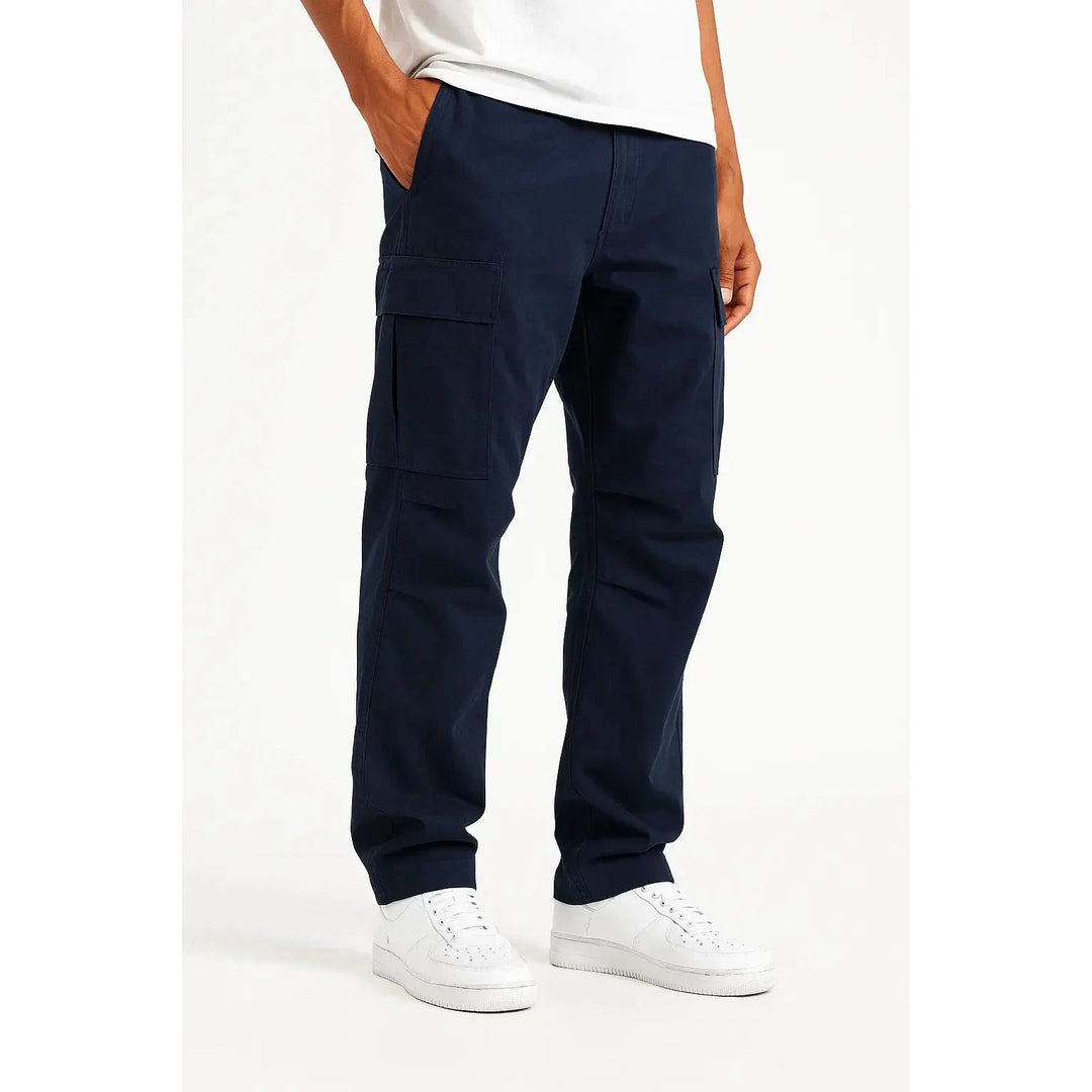 Pantalon cargo homme en pur coton – coupe ample, taille élastiquée