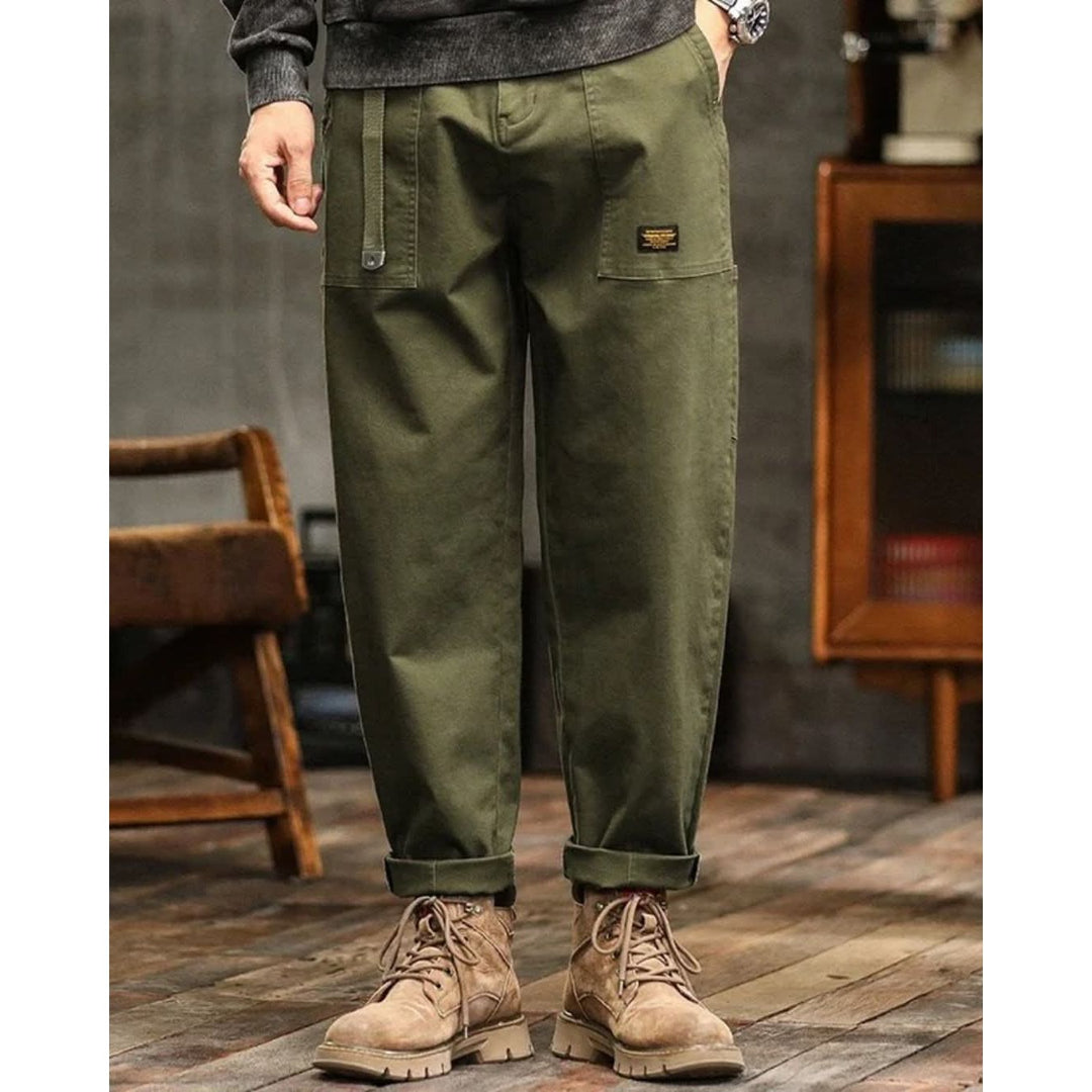Pantalon cargo homme vintage en coton – coupe droite