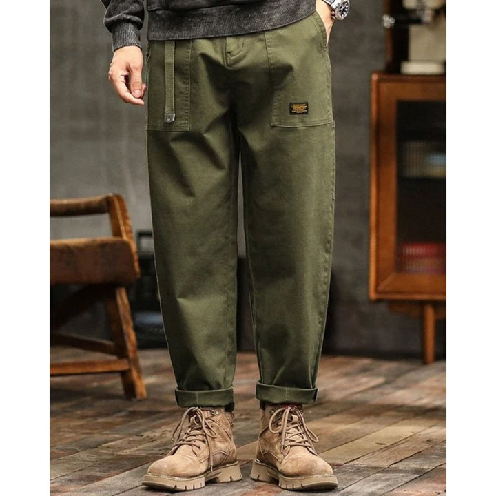 Pantalon cargo homme vintage en coton – coupe droite