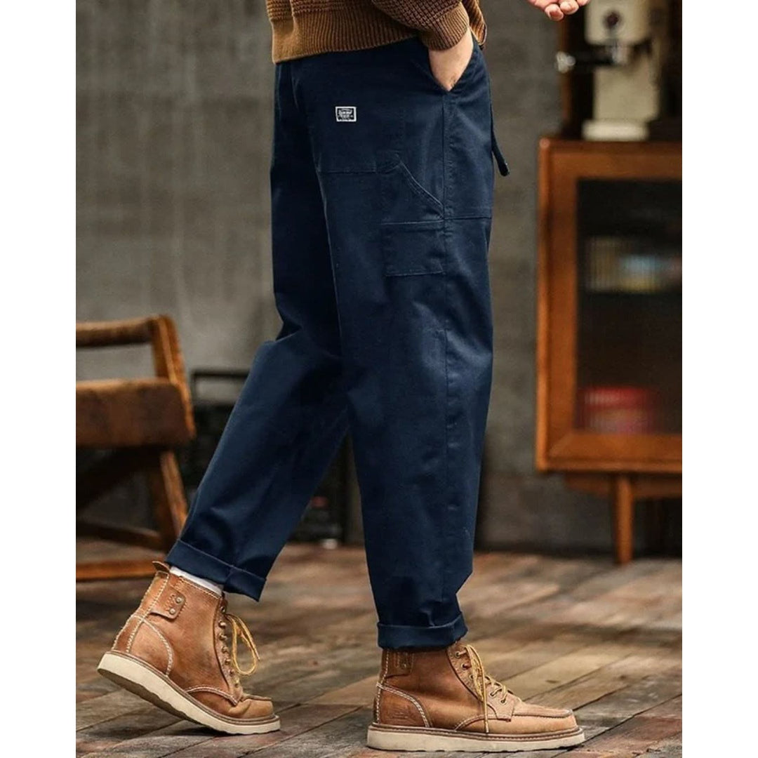 Pantalon cargo homme vintage en coton – coupe droite