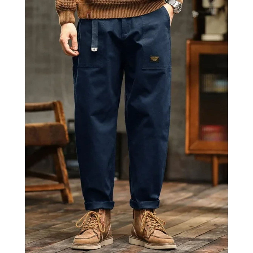 Pantalon cargo homme vintage en coton – coupe droite