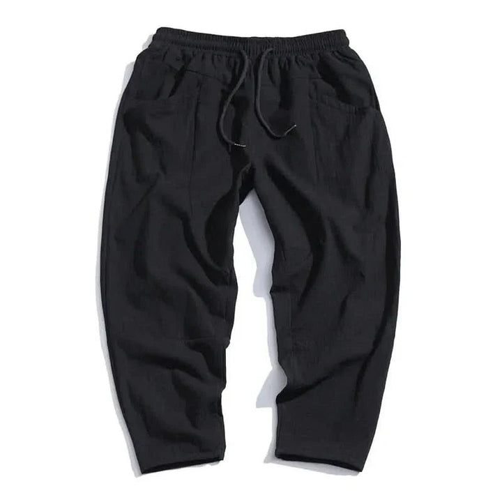 Pantalon court homme en coton et lin – taille à cordon