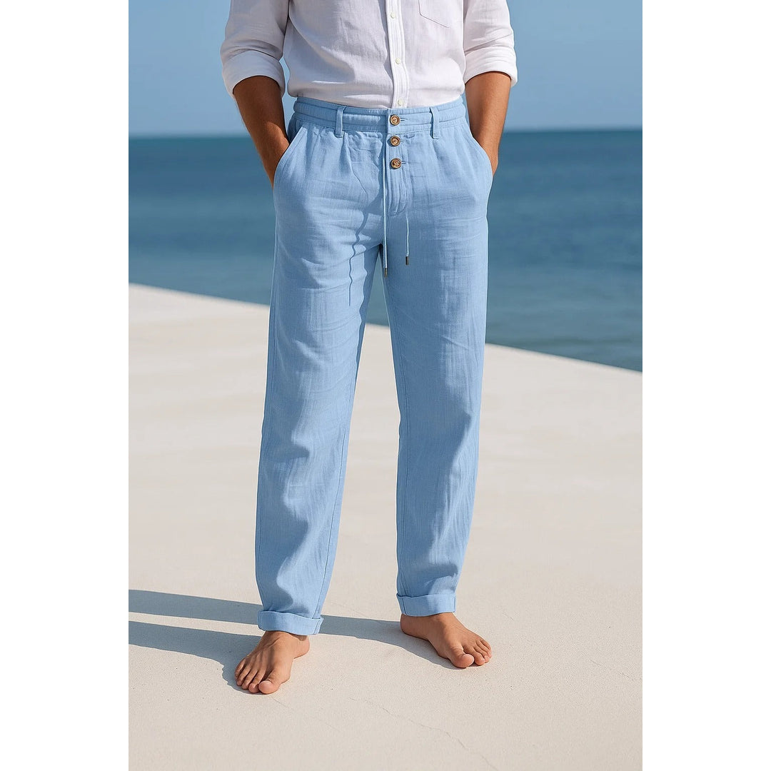 Pantalon droit homme en lin et coton – léger et respirant