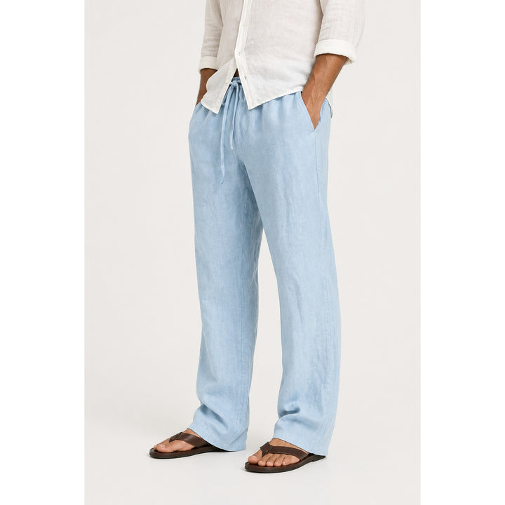 Pantalon effet lin homme coupe ample – taille à cordon