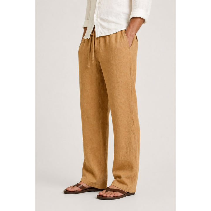 Pantalon effet lin homme coupe ample – taille à cordon