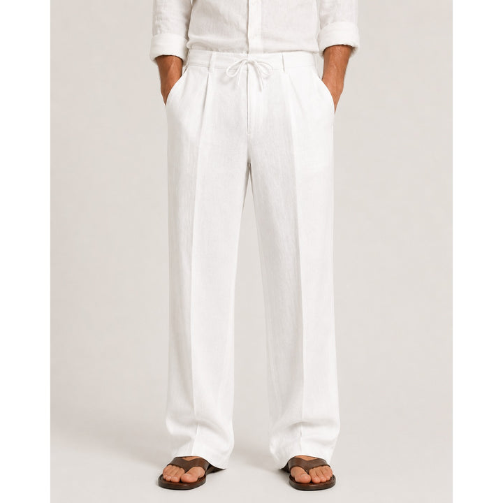 Pantalon en lin mélangé homme – plis fins et taille ajustable