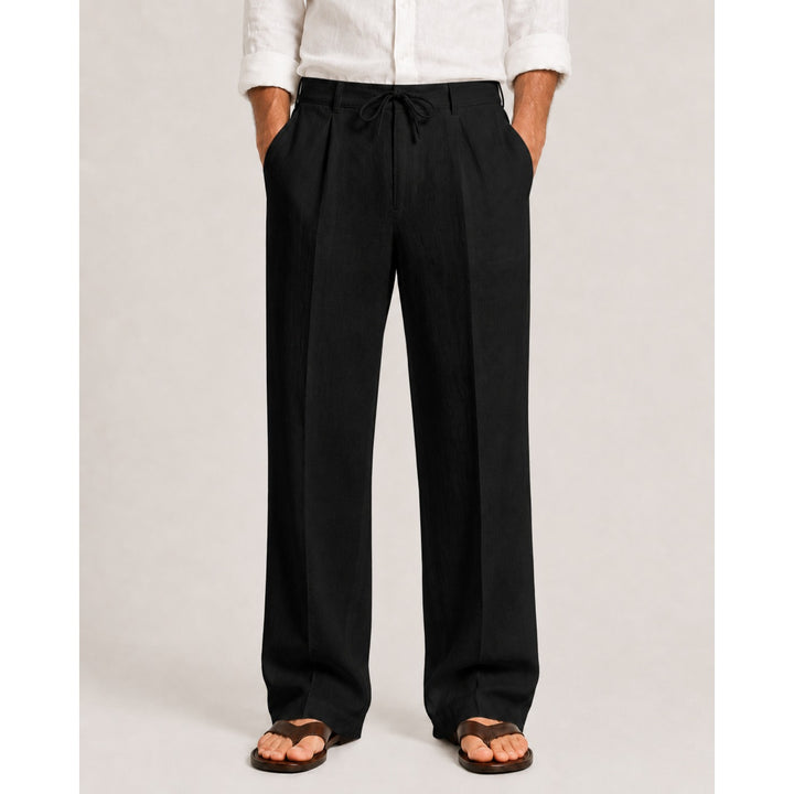 Pantalon en lin mélangé homme – plis fins et taille ajustable