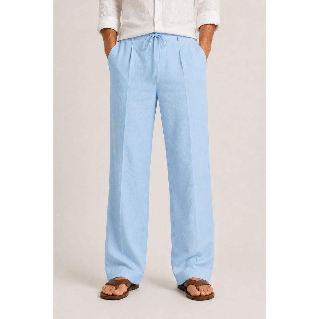 Pantalon en lin mélangé homme – plis fins et taille ajustable
